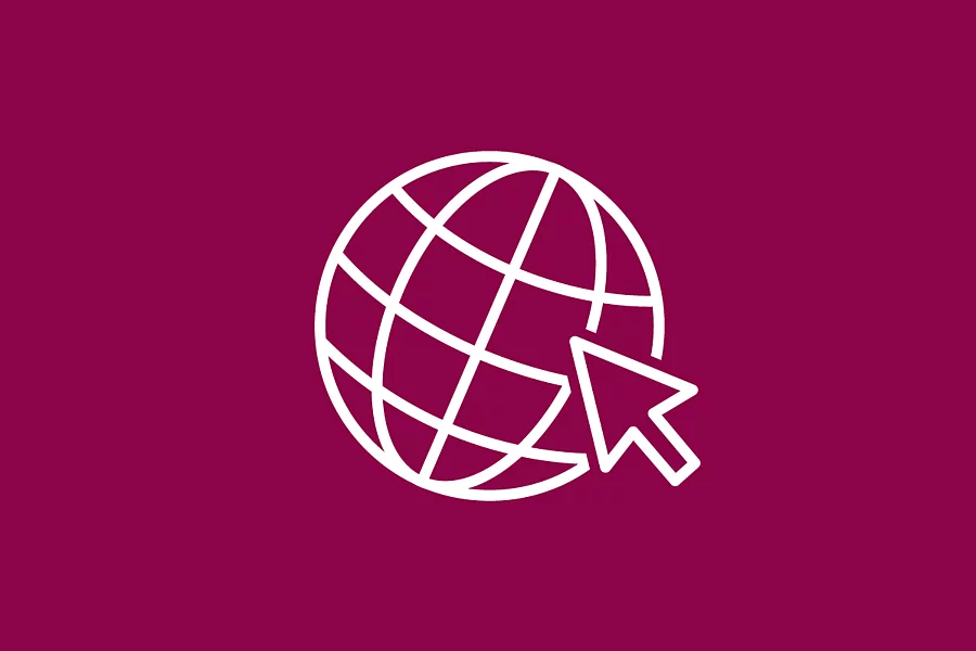 White FES icon shows a globe with an arrow on a dark red background